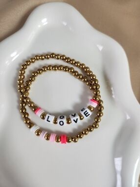Set Of Two Love Beaded Bracelets